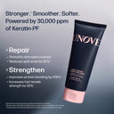 UNOVE hair mask tube with product benefits on a gray background