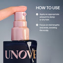 Unove hair product with instructions on how to use it against a gray background