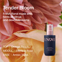 UNOVE hair oil bottle with flowers in the background