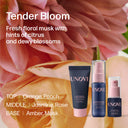UNOVE skincare products with flowers in the background