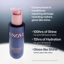 UNOVE creamy leave-in conditioner bottle with text highlighting benefits on a gradient background