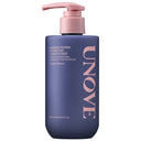 Blue conditioner bottle with pink pump on a white background