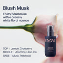 UNOVE blush musk perfume bottle with a flower in the background